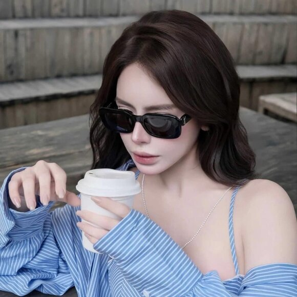 Saint Laurent SLM130 004 Sunglasses Havana Rectangle Frame, Nicotine Lenses - Picture 3 of 12